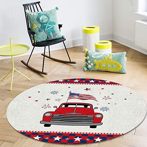 שטיח שטח עגול גדול לחדר שינה בסלון, שטיחים 6ft ללא החלקה לחדר ילדים, מחצלת רצפת שטיחים לשטיחים יום עצמאות של יום