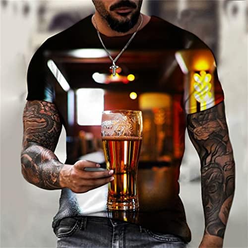 חולצות טש חולצות בירה שלמות לגברים תלת מימד הדפסה רופפת חולצות שרוול קצר