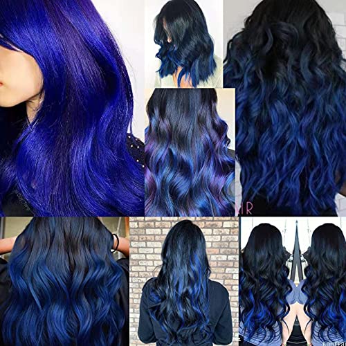 צבעוני שיער הרחבות קליפ בכחול 12 חתיכות הבהרה מסיבת לילדים בנות נשים 16 אינץ גלי מתולתל סינטטי