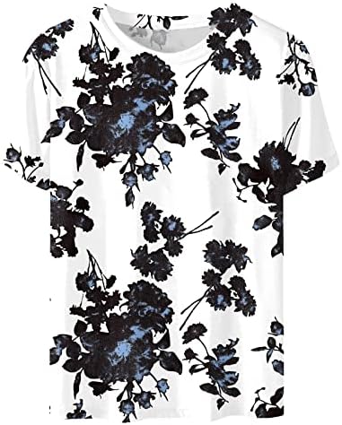חולצת טשס עליונה נשים שרוול קצר צוואר צווארון כותנה פרחונית פרחונית גרפית ויקטוריאנית רנסנס איכר אתני Steampunk Top