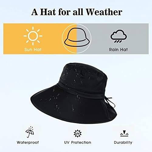 Yiwango unisex דלי גשם אטום למים כובעי שמש לנשים כובע קיץ רחב שוליים להליכה על טיול רצועת סנטר כובעי שמש