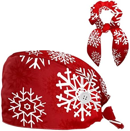 פתית שלג על כובעי כובעי בופנט מתכווננים אדומים כובעי עבודה עם שיער קשת משובצת