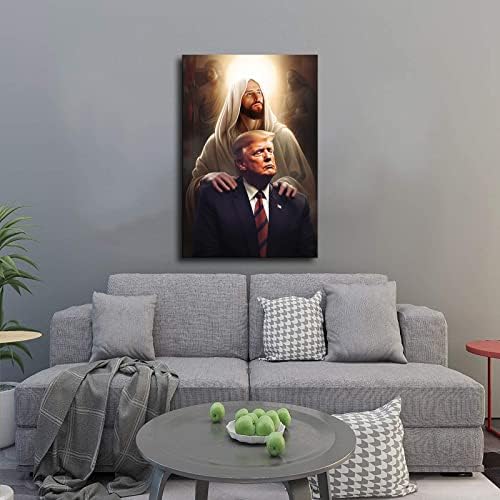 ישו יברך אמריקאי נשיא טראמפ בד ציור אמנות פוסטר תמונה הדפסת פוסטר רטרו צבוע מודרני בית חדר שינה חדר אסתטי קישוט