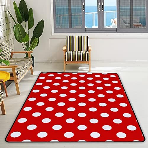 זוחל שטיח מקורה מחצלת משחק אדום פולקה נקודה לסלון חדר שינה חינוכי חינוך חינוכי שטיחים שטיחים 60x39in