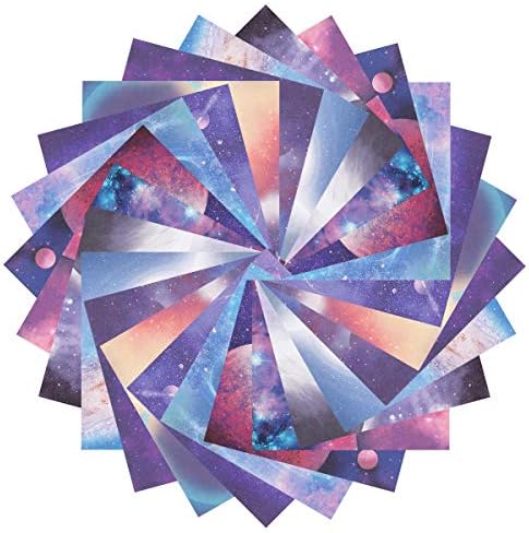 אסטרונומיה גלקסי אוריגמי נייר 140 גיליונות דו צדדיים, 10 צבעים עזים, נייר איכותי פרימיום, גיליון מרובע בגודל 6 אינץ ', לילדים