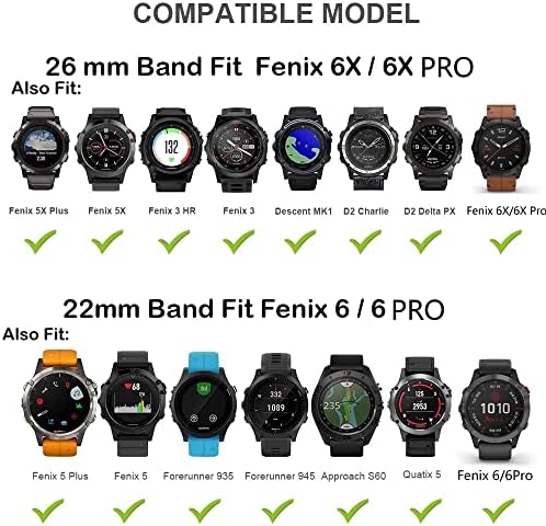 Ndjqy 26 22 ממ מהיר מתאים שעון שעון עבור Garmin Fenix ​​6x 6 Pro 5x 5 פלוס 3 HR 935 רצועות Enduro Silicone Easyfit