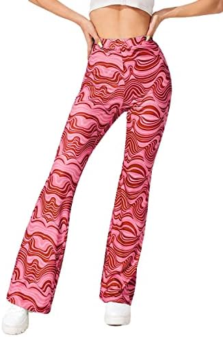 מכנסי התלקחות נלהבים לנשים - פסטיבל דיסקו ברגליים רחבות שנות ה -70 תלבושות פסטיבל דיסקו תלבושות מותניים גבוהות מכנסיים