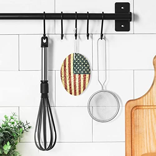 Alaza USA דגל אמריקאי וינטג 'ספוגים טבעיים ספוג תאית מטבח לספוג למנות שטיפת אמבטיה וניקוי משק בית, שאינו מגרש וידידותי