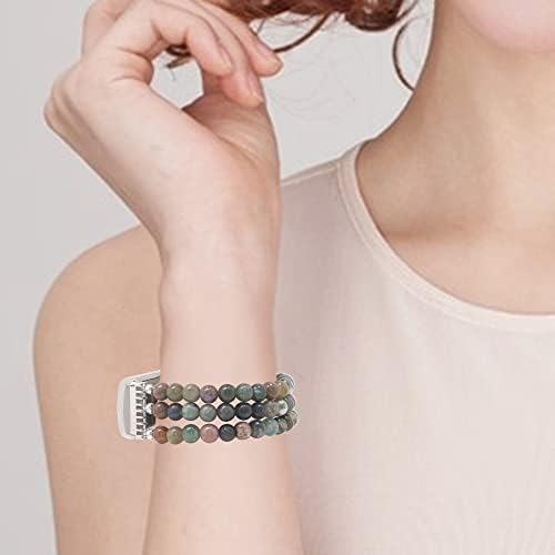 אביזרי C&L תואמים לטעינת Fitbit 5 להקות אבן חן טבעית חרוזים בעבודת יד מתכווננת להקות החלפת צמיד לנשים בנות נשים