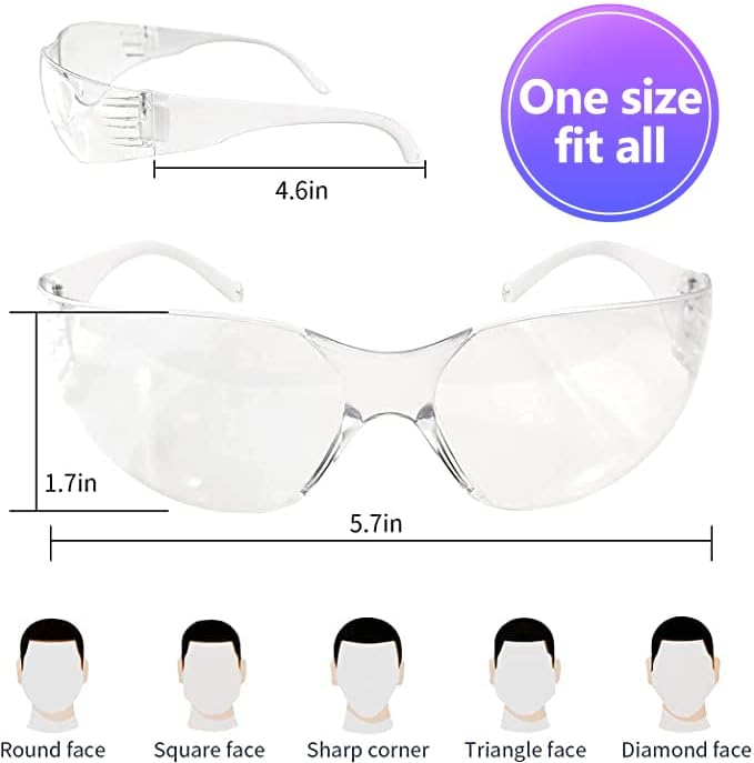 ביטול משקפי בטיחות, משקפי מגן 24 פאק, הגנת עיניים לגברים/נשים