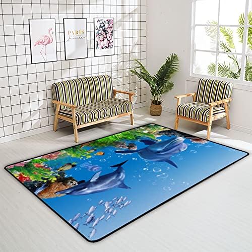 זוחל שטיח מקורה משחק מחצלת דג ים 3d לסלון חדר שינה חינוכי חינוך משתלת שטיחים שטיחים 63x48in