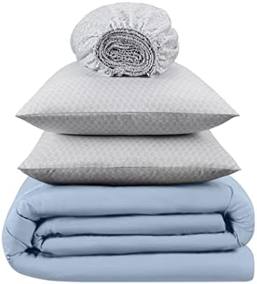 סרטה פשוט נקי קל משקל 7 חתיכה קפלים מיטת בשקית עבור כל עונה, מלכה, שמיימי כחול
