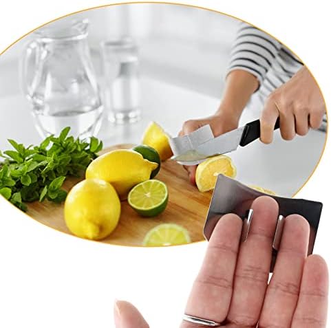 Suiwotin 4 יחידות מגן אצבעות נירוסטה לחיתוך, שומר אצבעות מתכת לחיתוך ירקות, שומר אצבעות למטבח לקוביות ולפרוס