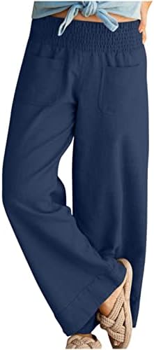 מכנסי פשתן כותנה כותנה מכנסי פשתן כותנה בצבע סולידי בצבע מוצק פלוס מכנסי מכנסי רגל רחבים מזדמנים רופפים מכנסיים מכנסיים