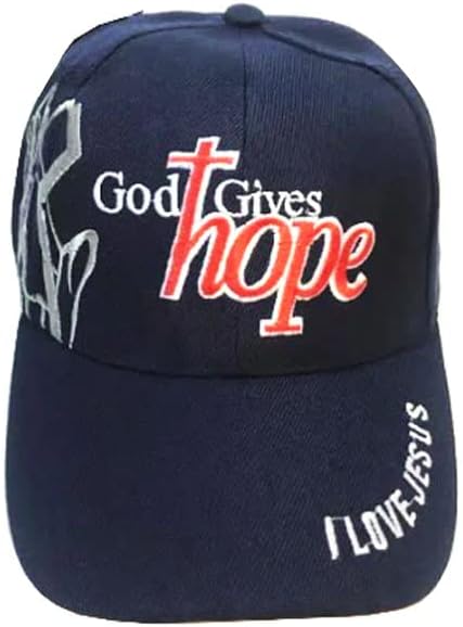 אלוהים נותן תקווה 3 כובע בייסבול מתכוונן מודגש, יד תפילה, אני אוהב את ישו