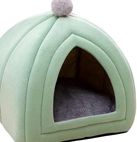 מיטת חתול עם כרית נשלפת ללא החלקה בית כלבלב מלונה לחיות מחמד מערת אוהל לחתולים מקורה גור גור חיות קטנות אספקת כלבים, ירוק
