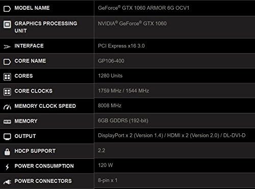 MSI Gaming Geforce GTX 1060 6GB GDRR5 192 סיביות HDCP תמיכה