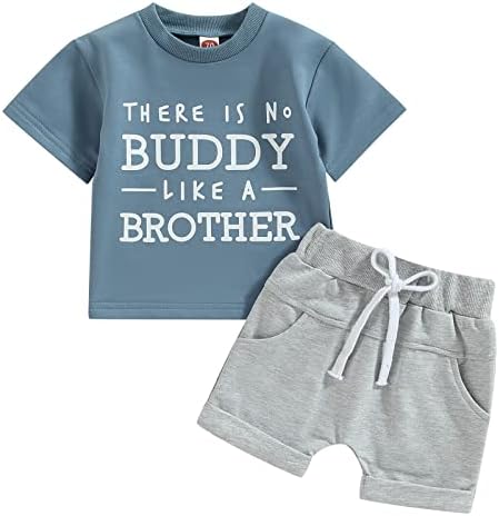 פעוט תינוק תינוק בגדי קיץ שרוול קצר אח הדפס חולצת טשס עליונה מכנסיים קצרים מוצקים