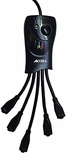 רצועת חשמל גמישה של Accell PowerSquid - 5 שקעים, כבל 6 רגל, UL רשום - מכפיל שקע חוט הארכה מקורקע, דגם: D080B -027K