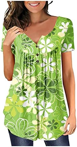 נשים סנט פטריק יום קצר שרוול קיץ חולצות עבור חותלות רופף כפתור בסוודרים חולצה חולצות