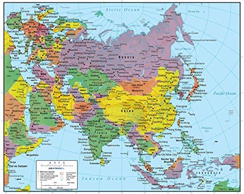 Swiftmaps Asia Wall Map מהדורה גיאו -פוליטית