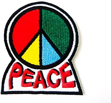 סמל שלט השלום היפי רטרו רטרו וינטג 'לוגו אופנוען רקום אפליקציה תפור ברזל על תיקון לתיקי כובע שקיות ג'ינס תלבושת תרמילי תרמילים
