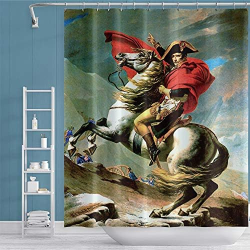 Oerju 60x72 אינץ 'נפוליאון דיוקן וילון מקלחת עולם ציור שומנים מפורסם