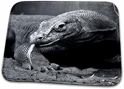 3 ורוד קומודו דרקון שחור ולבן לשון החוצה שמאל-אמבטיה אמבטיה שטיח מחצלות