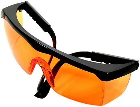 HQRP Blacklight המגנה על משקפי בטיחות עם עדשות כתומות נגד ערפל ANSI Z80.3 Standart בתוספת מד השמש של HQRP