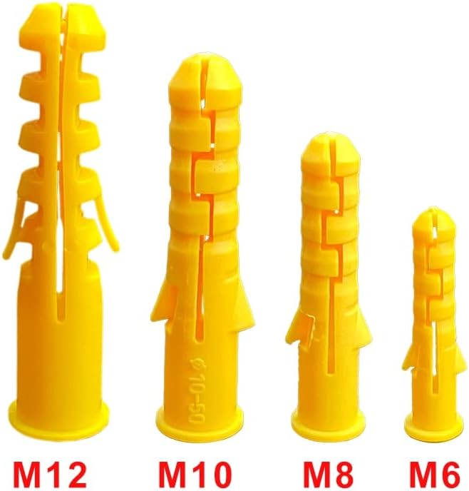 50 יחידות M6 M8 M1 M10 M12 עוגן פלסטיק מצולע קיר מפלסטיק צינור צינור צינור צינור צינור לברגים להקיפה עצמית