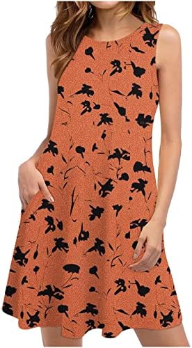 שמלת קיץ לנשים 2023 חולצת טשטורה פרחונית חוף שמלת טנק בוהמית ללא שרוולים עם כיסי טלפון