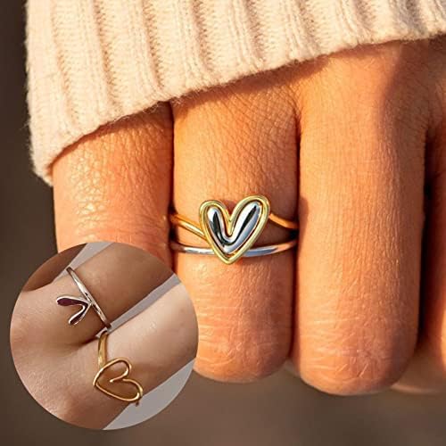 טבעות הרים לנשים לבת ואמא בצורת לב בצורת טבעת מעודנת מתנה ליום הולדת למתנה לאמא לאהבה טבעת לבה נשי בצורת אופנה אמריקאית פשוטה