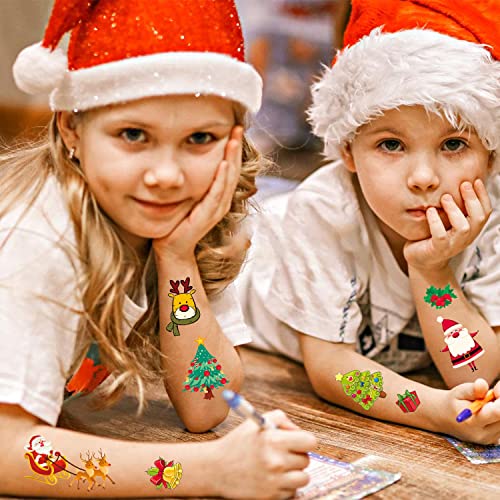 Leesgel 30 Sheets חג המולד קעקועים זמניים לילדים מלאי גרביים, מדבקות קעקוע לחג חמוד לבנות מתנות לחג המולד, קישוטי חג המולד