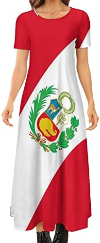 באיקוטואן פרו דגל נשים של עגול צוואר מזדמן ארוך שמלות קצר שרוול רופף חולצה שמלה