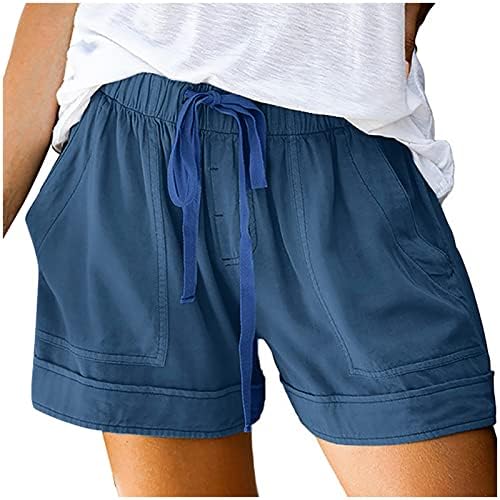 נשים קומפי מכנסיים קצרים מקרית בבאגי טרנדי קצר מכנסיים שרוך אלסטי מותניים קל משקל קיץ חוף מכנסיים קצרים עם כיסים
