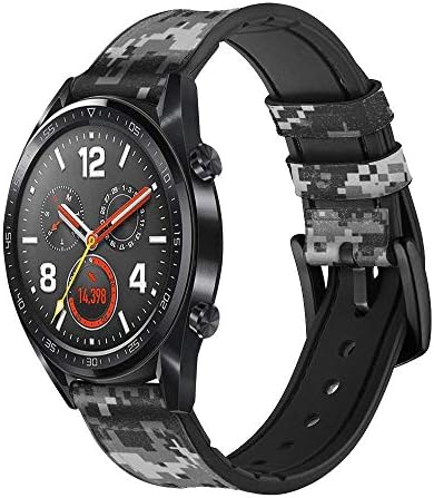 CA0653 אורבן שחור שחור הסוואה עור וסיליקון רצועת רצועת שעונים חכמה עבור שעון כף היד SmartWatch Smart Watch גודל