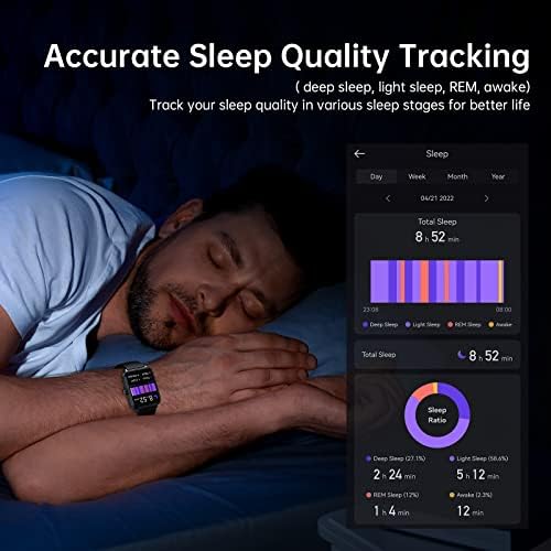 Euker 2022 שודרג שעון חכם לגברים נשים 1.69 שעון גשש כושר מסך מגע מלא עם צג דופק, מעקב אחר שינה, IP68, לאייפון iOS של אנדרואיד