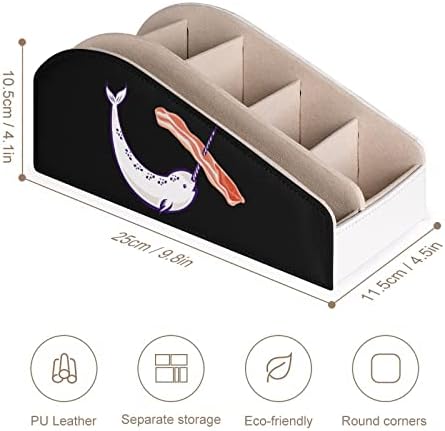 לוויתן Narwhal Bacon Bacon Holder Mhoder Moder Moder PU עור עם 6 תאים קופסת אחסון לחדר שינה בסלון
