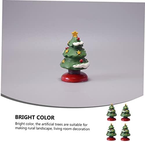 צעצועים 4 יחידים מיני עץ חג המולד אביזרי צמח מיני מתנות אביזרי שולחן עבודה מיני שרף שרף קישוטי חג המולד דגמי עץ עץ דגמי עץ