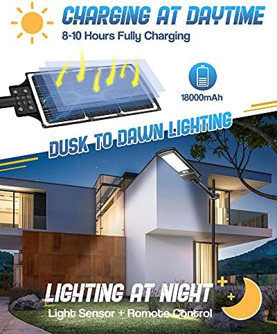 קינגה 3 חבילה 100W ו- 200W LED LED אור רחוב אור - 6000K אורות רחוב סולאריים אורות חשיבה חיצונית לחיישן שחר תנועה