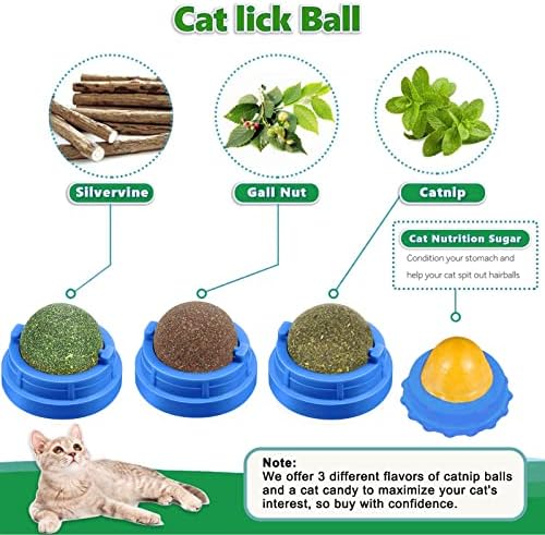 Petjale Catnip צעצועים, 4 יחידות כדורי צעצועים לחתולים של Silvervine, כדור צעצוע של קטניפ אכיל עם קטניפ טבעי בריא לחתולים לשחק