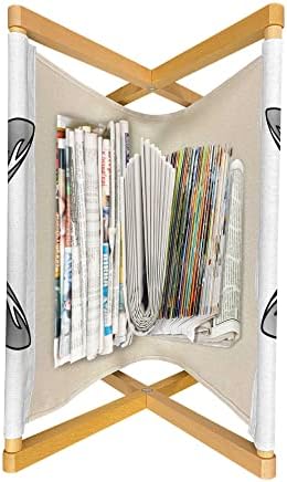 מגזין Ambesonne Fox ומחזיק הספרים, פנים שועל נוי עם עלי עץ עם צורות סגלגלות נקודות עקומות פרחוניות הדפס אמנות, מדף רצפה