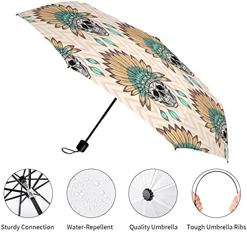גולגולת הודית ילידית 3 קפלים מטריית נסיעות נגד אולטרה סגול מטריות אטומות לרוח מטרייה פתוחה אוטומטית אופנתית