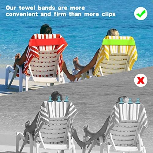 10 רצועות מגבות של כיסא חוף, גומי אלסטי מעבה קליפ מגבת רב -פונקציונלי לכיסא טרקלין חוף בריכת ספינות שייט, אביזרי