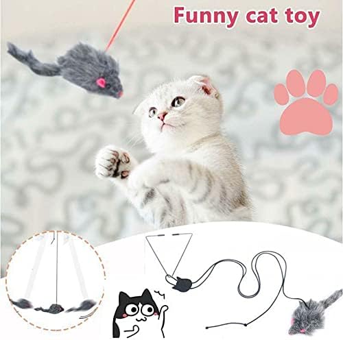 2 pcs צעצוע חתול חבל חבל עכבר אספקת משחק, תלויה חתול נשלף לתפוס צעצוע עכבר, דלת מצחיקה תלויה עכבר מקפץ עכבר נשלף עכברים קטיפה