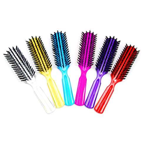 Luxxii 6 ידית פלסטיק צבעונית צבעונית ניילון מסרק שיער מברשת זיפים מעוצבים לכל סוגי השיער