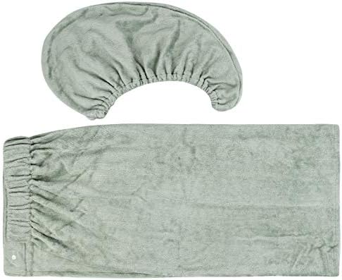 פבריקה בית טבעי זהורית עשוי במבוק סופר סופג מהיר יבש ספא אמבט לעטוף מקלחת חצאית ושיער ייבוש טורבן-2 מחשב סט
