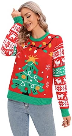 לובוט מכוער חג המולד סוודרים לנשים חמוד פאזי מצחיק חורף וחג מסיבות סרוג בסוודרים סוודר