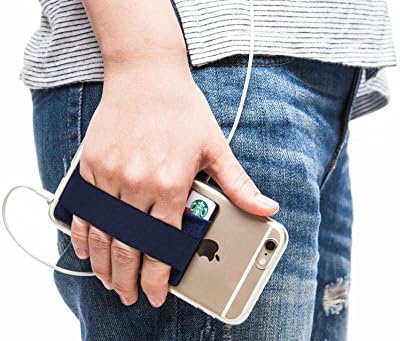 אחיזת טלפון סלולרי של Sinjimoru עם ארנק כרטיס, ארנק טלפון מקל על מחזיק כרטיס בגב הטלפון, ארנק רזה עם רצועת טלפון