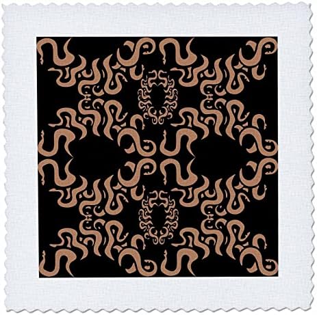 3דפוס ורדים של נחשים בצבע חום על רקע שחור-ריבועי שמיכה